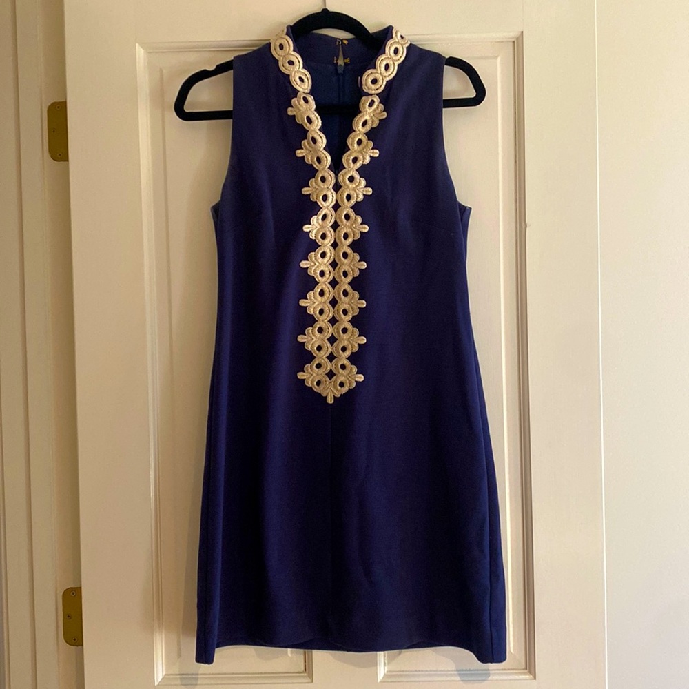Lilly Pulitzer Dress Navy and Gold